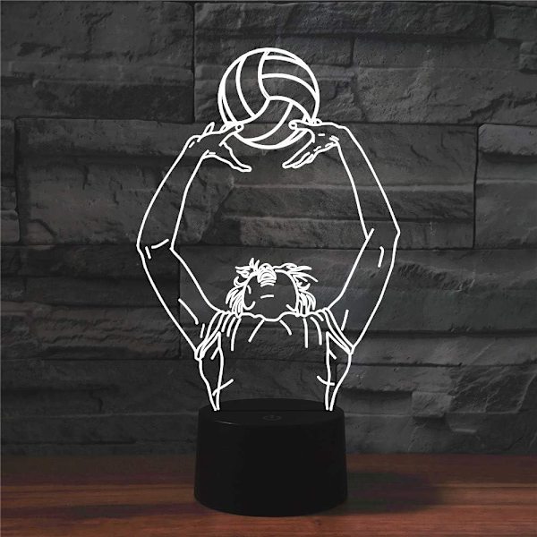 3D Play Volleyball Fjernbetjening 16 Farve Natlys Illusion Akryl LED Bord Natbord Lampe Børneværelse Skrivebord Dekoration Fødselsdag Gaver Legetøj