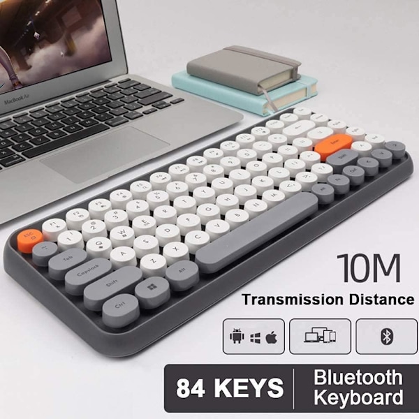 Trådlöst Bluetooth-tangentbord Bärbar Mini 84-tangenters skrivmaskins tangentbord Kompatibelt med Android, Ipad, Perfekt för hem och kontor