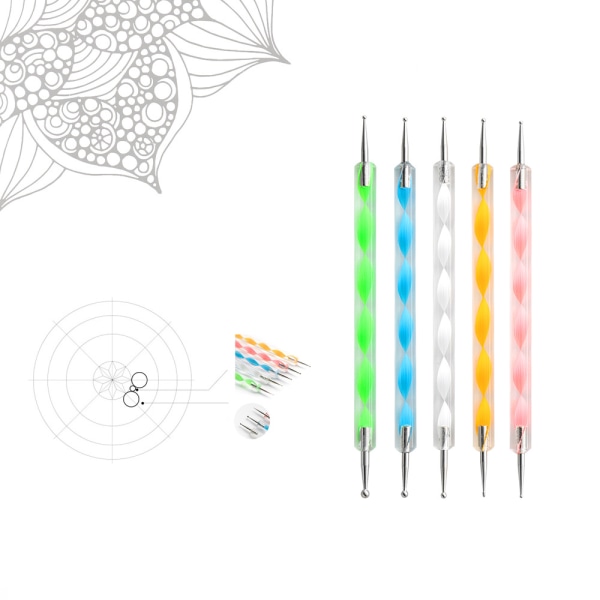 Mandala Værktøjer 13-delt sæt Polka Dot Maleri Stick Dot Drill Pen Akryl Dotted Stick Ler Værktøj