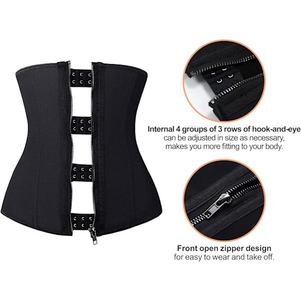 Latex Taljetræner Korsetter Lynlås Underbust Sport Gjord Timeglas Kropsshaper til Kvinder black 3XL