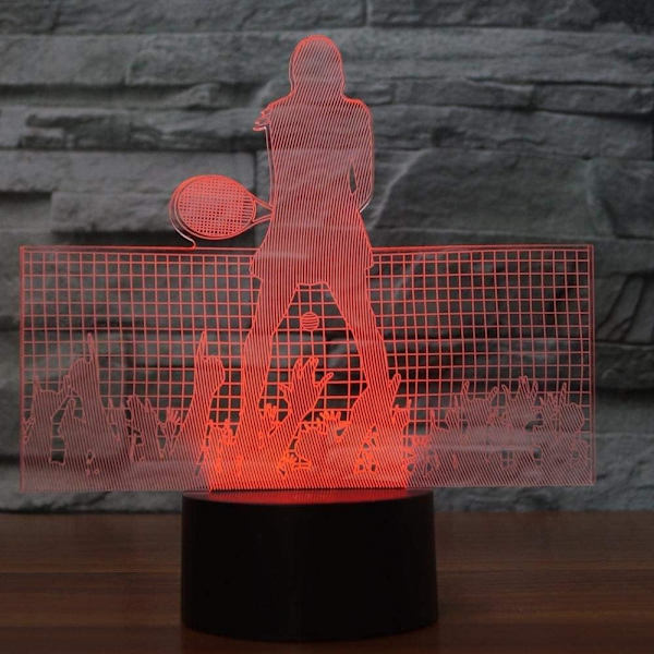 3D Tennis Fjernbetjening 16 Farve Natlys Illusion Akryl LED Bord Sengelampe Børneværelse Skrivebords Dekoration Fødselsdagsgaver Legetøj til Børn