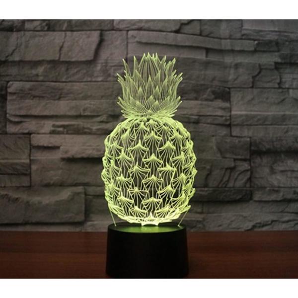 3D Ananas Fjernbetjening 16 Farve Natlys Illusion Akryl LED Bord Sengelampe Børneværelse Skrivebords Dekoration Fødselsdagsgaver Legetøj til Børn