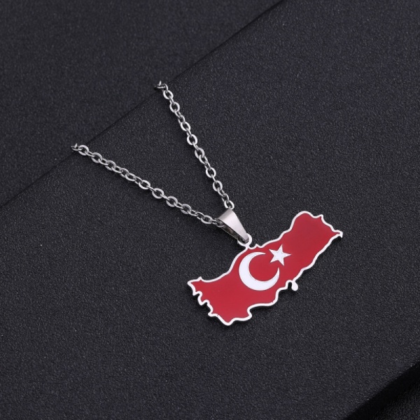 Naisten kaulakoru, Turkki Kartta Riipus ruostumattomasta teräksestä kaulakoru Asusteet Kartta Geometrinen riipus Etnistä tyyliä korut (teräksen väri)