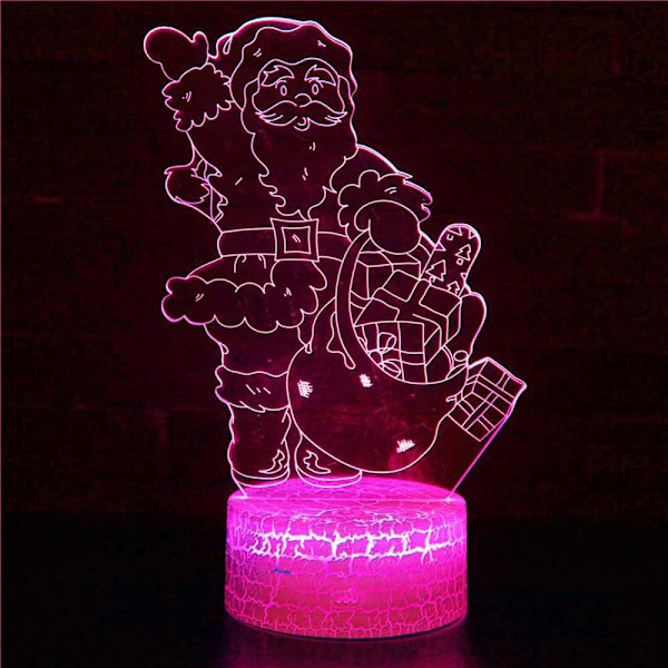 3D Julemand Natlys Bordsklampe Optisk Illusion Lamper 16 Farveskiftende Lys LED Bordlampe Jul Hjem Kærlighed Fødselsdag Børn Legetøj Gave
