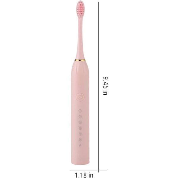 Elektrisk Tandborste, Elektrisk Tandborste med 4 Borst Huvuden, Smart 6-Hastighets Timer Elektrisk Tandborste IP7 Laddningsbar Tandborste Pink