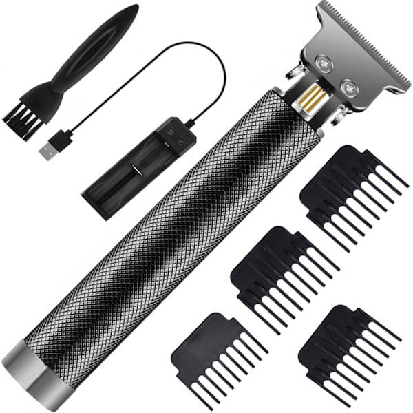 Winnieindustries hårtrimmers för män, klippmaskiner för hårklippning, sladdlös barberhårstrimmer, elektrisk T-blad grooming kit för skägg, huvud och F Silver