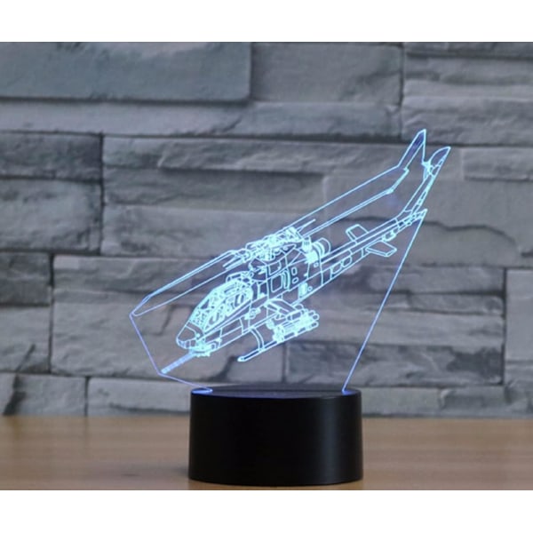 3D Helikopter Fjärrkontroll 16 Färger Nattlampor Illusion Akryl LED Bord Sänglampa Barn Sovrum Skrivbords Dekoration Födelsedagspresenter Leksak för Barn