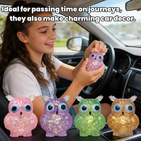 4 STK. Glitter Ugle Squishy Stressbolde, Bløde Klemme Sensoriske Fidget Legetøj, Søde Dyre Squishies til Angst- og Stresslindring, Ideel P