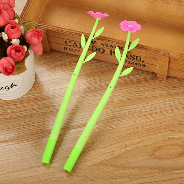 Nyhed Blomster Penne Sæt 0,5 mm Sort Græs Blad Kuglepen Gel Blæk Pen Skole Børn Studerende Gave(3PCS)