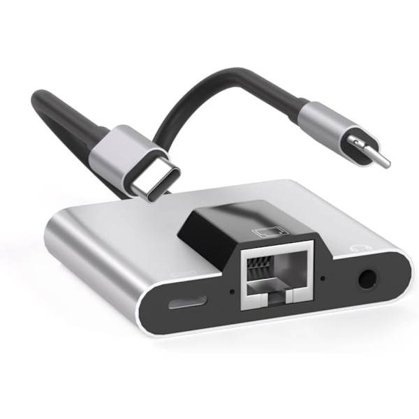 2 i 1 Lightning/Type-C till Ethernet-adapter för -Phone/-Pad 100 Gigabit Ethernet LAN-nätverksadapter, （för I-S 12.0 högre）