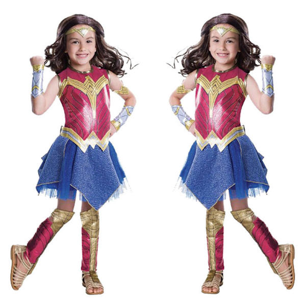 Lasten tyttöjen Wonder Woman -asu, naamiaisasu, pukeutumissetti, koko L