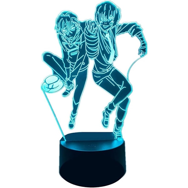 Anime 3D Lampe Bungo Stray Dogs Figur LED Illusions nattlys for barnerom dekor Berøring/Fjernkontroll RGB 16 fargeendringer USB bordlampe Barn gaver
