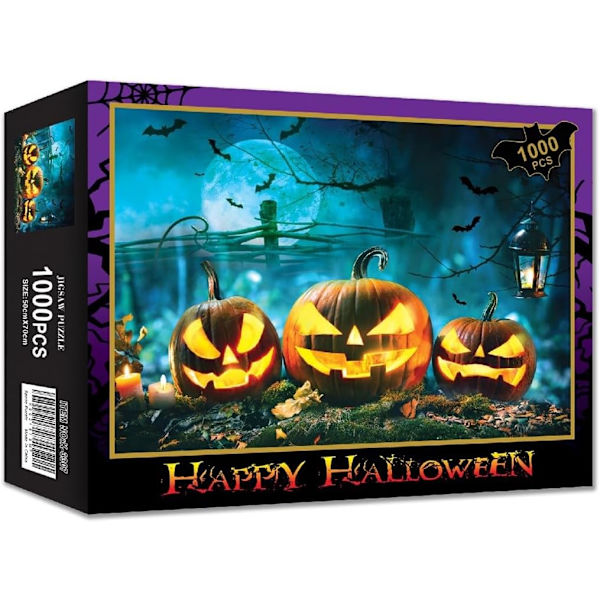 Halloween Pussel för Vuxna 1000 Bitar, Spökhus Skräckpussel, Häxa Spöke Pumpa Skalle Pussel, Höst Pussel