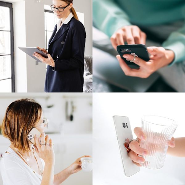 2 st telefonringhållare stativ mobiltelefon blomma finger ring grepp stativ metall universellt kompatibla tillbehör med smartphone, mobiltelefoner 2pcs Silver