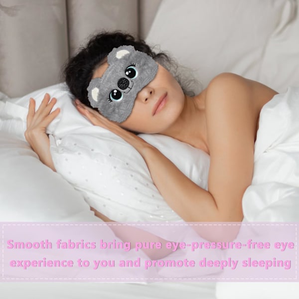 Tecknad Sovmask, Söta Plysch Ögonmask för Barn, Koala Djur Mjuk Fluffig Plysch Ögonbindel för Sömn, för Natt, Resa, Tupplur (Grå Koala)