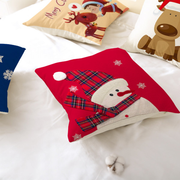 JUSTUP Juldekorationer Kuddfodral 18×18 Tum Snöflinga Jultomte Snögubbe Hjort  Xmas Rustik  Semester Kuddar Gårdshus Jul Dekor Kuddar