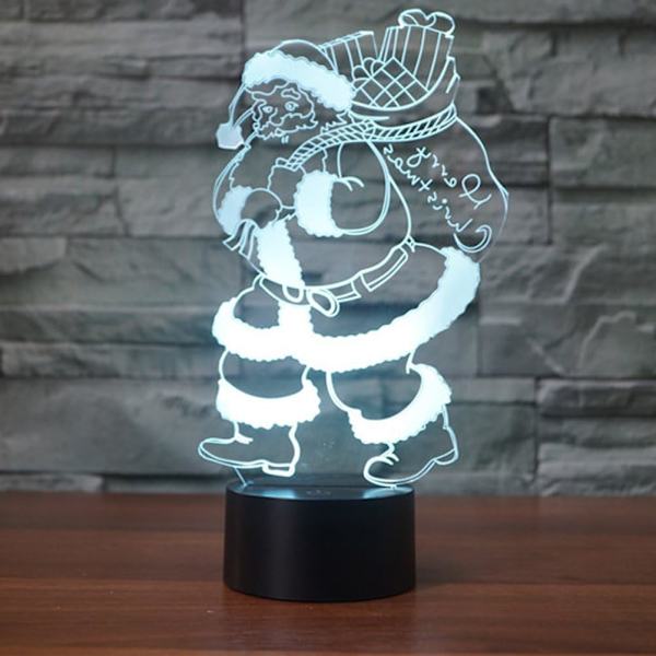 3D Julemand Natlys Bordsklampe Optisk Illusion Lamper 7 Farveskiftende Lys LED Bordlampe Jul Hjem Kærlighed Fødselsdag Børn Børn Dekoration Legetøj Gi