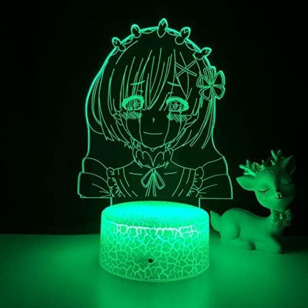 3D Lampe Anime Re Zero Starting Life World Natlampe til Soveværelsesindretning Fødselsdagsgave Re Zero Led Natlys