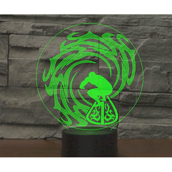 3D Surfing Fjernbetjening 16 Farve Natlys Illusion Akryl LED Bord Sengelampe Børneværelse Skrivebords Dekoration Fødselsdagsgaver Legetøj til Børn