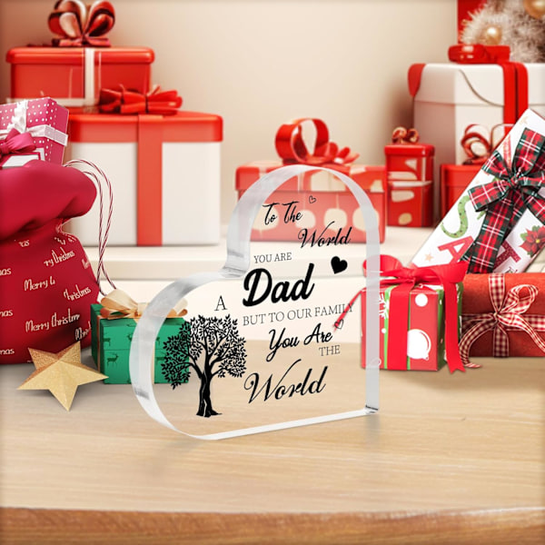 Presenter till pappas födelsedag, pappapresenter från dotter son, akrylhjärta plakett pappa födelsedagspresentidéer, cool pappapresent unik present till p
