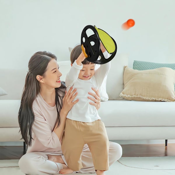 Bold og Fang Spil Børns Håndfang Bold Racket Legetøj til Børn Racket Kast Bold Bordtennis Håndklip (2 stk. Racket 4 stk. Bolde)