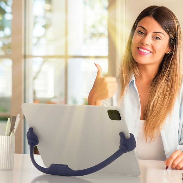 Thumbs Up 2-pakks nettbrettstativ, nettbrettstativholder for skrivebord, nettbrettstativ kompatibel med iPad-serien, Samsung Galaxy-faner Deep Blue/Black Plus