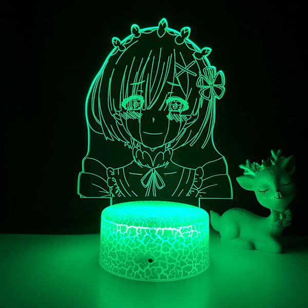 3D Lampe Anime Re Zero Starting Life World Natlampe til Soveværelsesindretning Fødselsdagsgave Re Zero Led Natlys