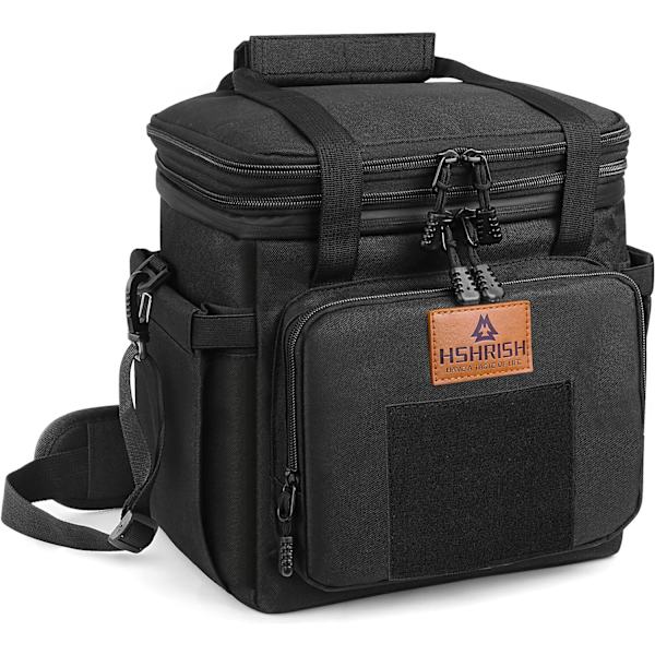 Taktisk lunchlåda, stor expanderbar isolerad lunchväska, hållbar vattentät läckagesäker kylväska för vuxna/män/kvinnor/arbetsresor utomhus, 20 Black 15L