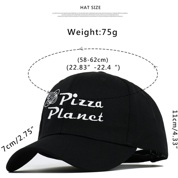 AVEKI Pizza Planet Hat Baseball Cap Broderi Pappa Hat Justerbar Bomull Voksen Sports Hat Unisex, Svart-1