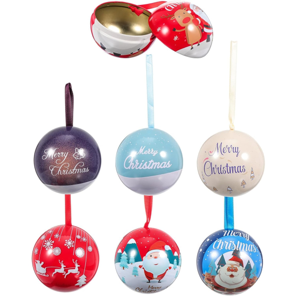 WJ 7st Låda Godislåda Julgranskulor Julgransdekorationer Gör-det-själv fyllbara prydnadsbollar Julhängande boll Printed hängande Ba
