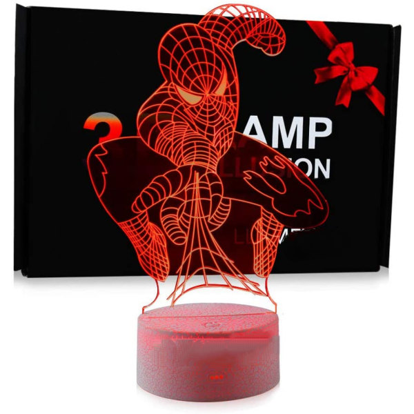 Spiderman Lelut Lasten yövalo Supersankari joululahja syntymäpäivä 3D illuusiolamppu Kid Boy Web Shooter 7 väriä