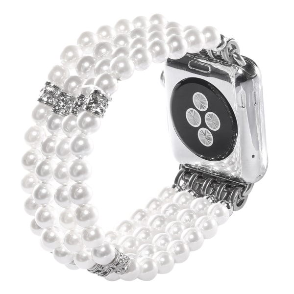 Armbånd til Pearl Apple Watch-reimer 42/44/45mm, elastisk perlearmbånd med strekkbar erstatningsrem for Iwatch Series SE 8/ 7/6/ 4/5/3/2/1