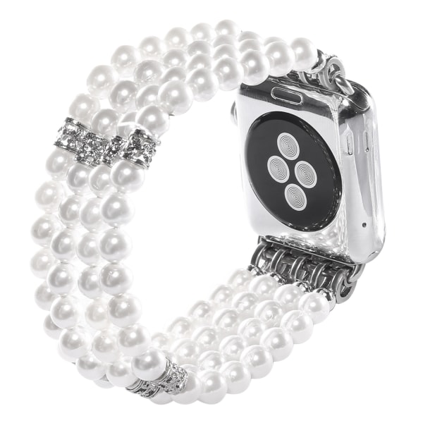 Armbånd til Pearl Apple Watch Remme 38/40/41 mm, Elastisk Beaded Stretch Erstatningsrem til Iwatch Series SE 8/ 7/6/ 4/5/3/2/1