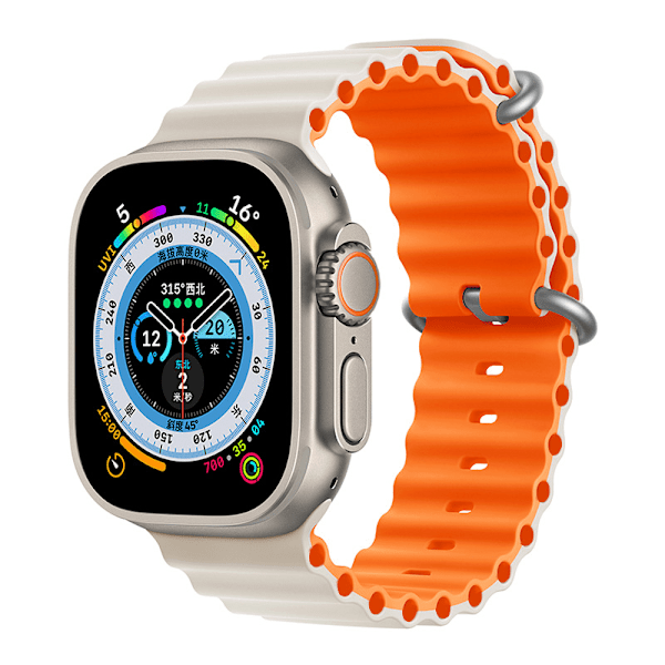Apple Ocean -rannekke applewatch8/7/se/ultra -urheilukäyttöön tarkoitettu kaksiväri silikoninen iwatch-ranneke (38/40/41 mm)