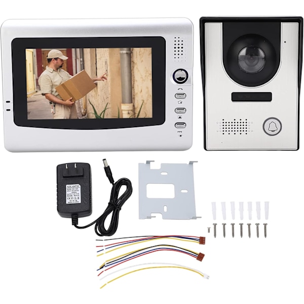 Kablet video dørtelefon system, 7 tommer LCD-skærm video dørklokke dørtelefon system med kamera, understøtter IR nattesyn, dobbeltvejs dørtelefon