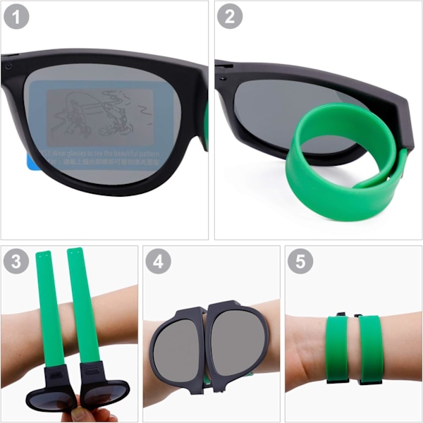 Foldbare fleksible polariserte håndleddsolbriller for kvinner og menn UV-beskyttelse Green