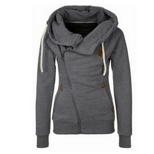 Damhuvtröjor med luva Jerseyjackor Sned dragkedja Fleece Jumper Sweatshirt, Tröjor för kvinnor  Tröjor Långärmade Tunika Toppar,M
