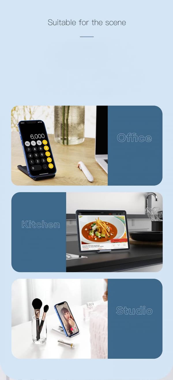 Tabletstativ, fuldt justerbart foldbart skrivebordsstativ til iPad, Samsung, Nintendo, alle mobile enheder (4,6-12,9'')
