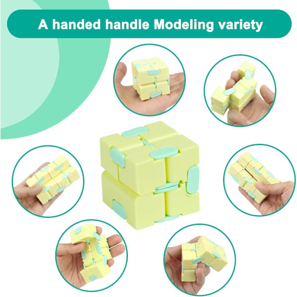 Infinitycube - Fidget-lelu Stressiä Lievittävä Fidget-peli Lapsille ja Aikuisten, Ihastuttava Taskukokoinen Ainutlaatuinen Vetokeksintö Ahdistuksen Lievittämiseen ja Ajan Tappoon Yellow