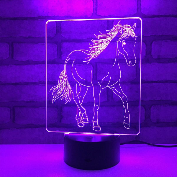3D Hest Nattelys Bordskrive Optisk Illusjon Lamper 7 Farge Skiftende Lys LED Bordlampe Jul Hjem Kjærlighet Bursdag Barn Barn Dekor Leke Gave