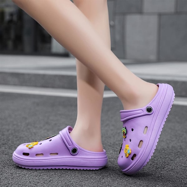 Kvinders Have Sko Sommer Letvægts Træsko Sandaler Skridsikre Slides Brusebad Tøfler Indendørs Udendørs Purple 10.25inch 5.5