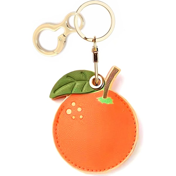 Læder nøgleringholder etui kompatibel med Apple AirTag, sød beskyttende Air Tag cover med nøglering, anti-scratch finder GPS tracker etui til Tangerine