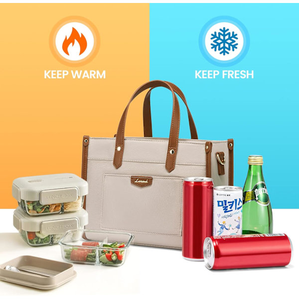 Frokostpose til kvinder på kontoret, let frokostpose til picnic, moderigtig til at matche, nude-aprikos, S Nude apricot Small