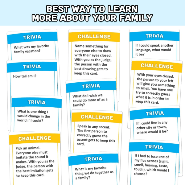 Kjenner du virkelig familien din? Et morsomt familiespill fylt med samtaleemner og utfordringer - Flott for barn, tenåringer og voksne