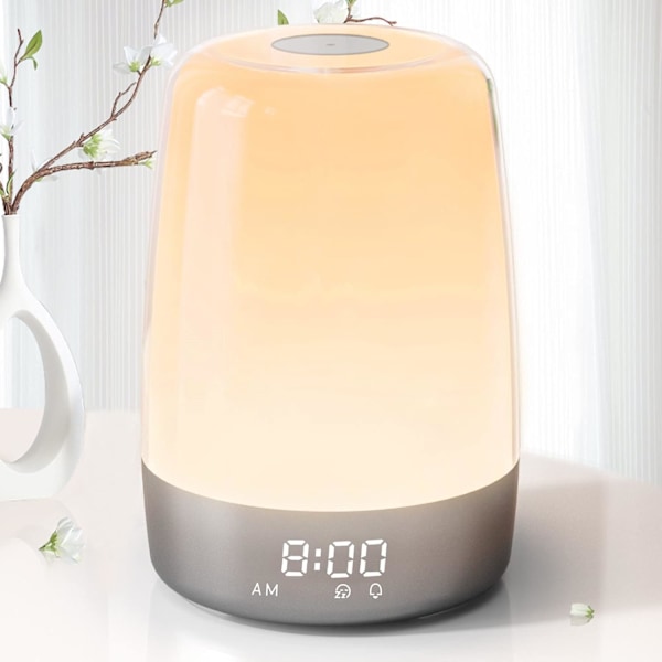 Solopgangssimuleringsvækkeur, vækkeur med lys til tunge sovende voksne, dæmpbar sollampe, børneværelse, børnehave, seng, natlys, søvnhjælp, 7 RGB L