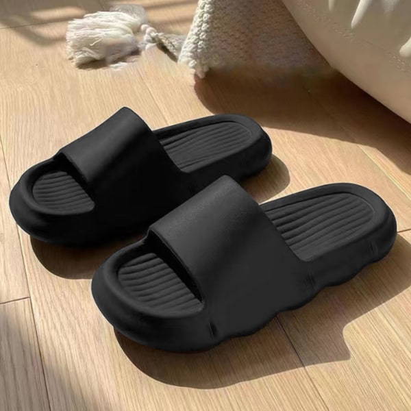Herr Pillow Tofflor Snabbtorkande Supermjuka Halkfria Studsande Duschtofflor Sandaler för Inomhusbruk Black 42-43