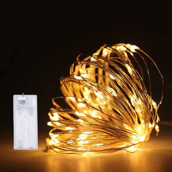 1M 10 Lämminvalkoiset LED-valot Kuparilanka Kytke power Firefly Fairy Lights Hääjuhla Joulukoristeet Kodin Makuuhuoneen Sisustus