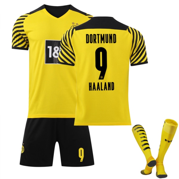 21-22 New Dortmund Home Jersey Set Lapset Aikuiset Jalkapallo Jalkapallo Jersey Trainin Jersey Puku No.9 HAALAND 16