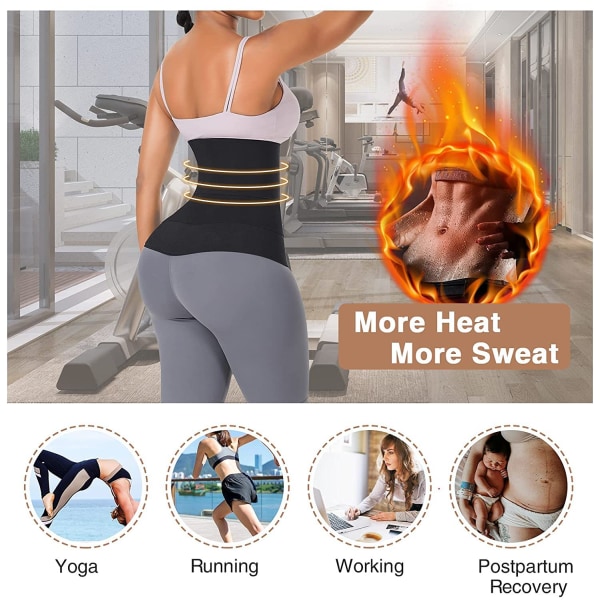 Taljetræner til kvinder, 9,84 fod, bandage wrap, sauna bælte, lang torso, mavesved, wraps, mave, body shaper, talje trimmer bælte (one size, sort)