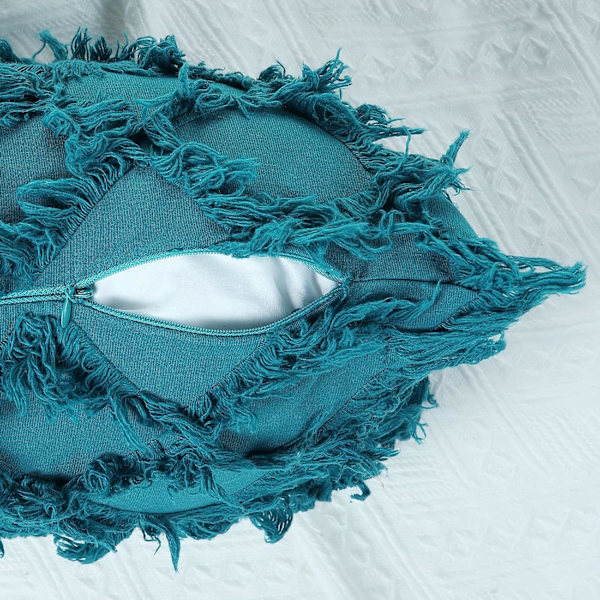 Wekity Teal koristetyynynpäälliset 12 x 20 tuumaa 2 kappaleen pakkaus Boho-tyynynpäälliset sohvalle ja sohvalle, 100 % puuvillaa